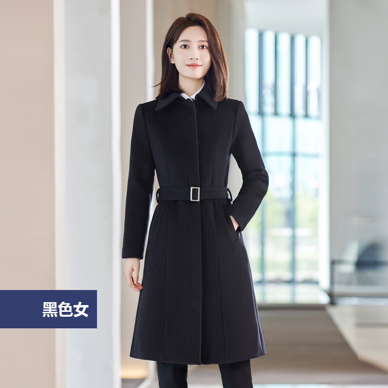 여성용 블랙 울 코트