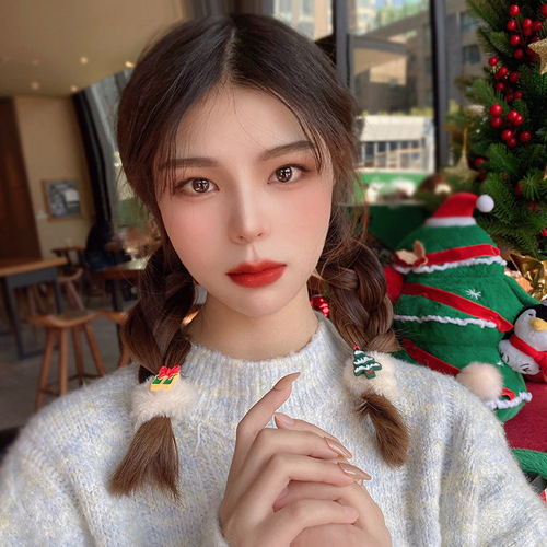 Christmas Plush Hair Ties for Autumn & Winter | European & American Holiday-Themed Headbands | Cute Fluffy Hair Bands | Women's Hair Accessories Wholesale