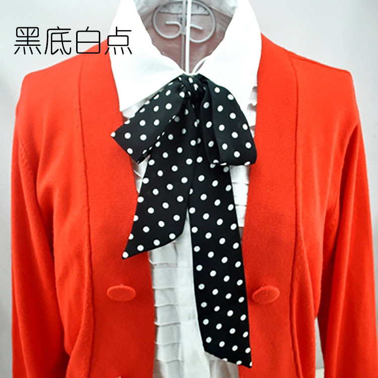 Pajarita encaje de mujer nuevo estilo coreano estilo británico preppy estilo Polka Dot color sólido gasa cinta golpeando a mano arco de moda