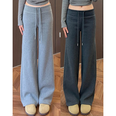 春と秋の新しいスタイルのゆったりとした脚長ストレートワイドレッグパンツ、女性用の怠惰でリラックスしたカジュアルスリムスポーツパンツ