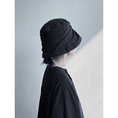 浮木/山本風層しわ綿麻漁師帽暗黒巻き盆帽バケツ帽男女