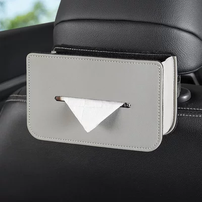 Creative Car Tissue Box, Car-Mounted Car tissue box/set - multifunctional-tissue-storage-box-grey
