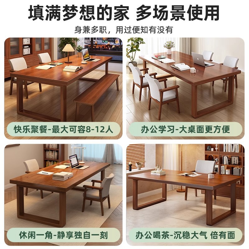 Mesa para sala de estar, escritorio grande y largo para leer y estudiar, mesa integrada para estudio y sala de estar, mesa grande para uso doméstico, escritorio de trabajo.