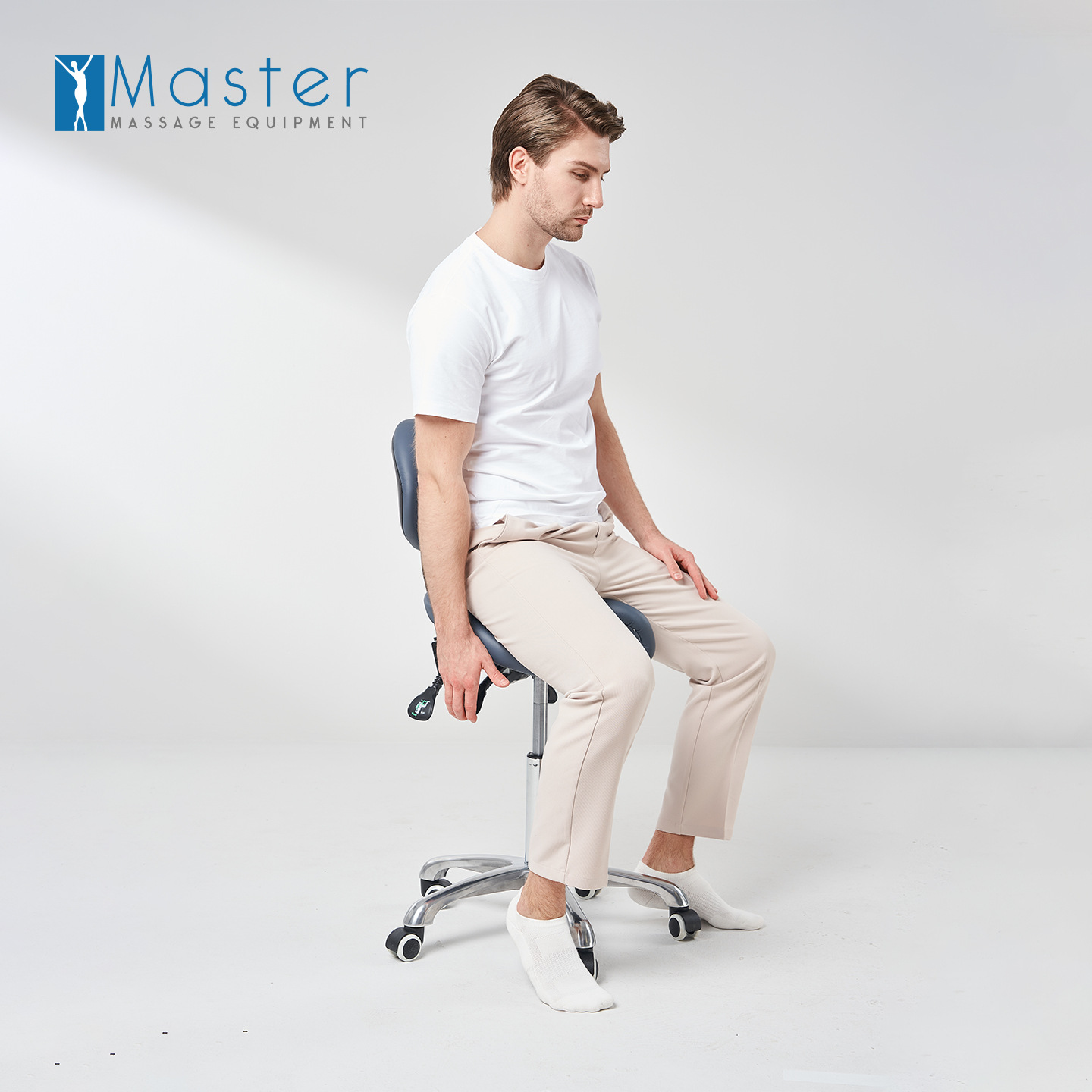 Dentist Saddle Chair Ergonomic Adjustable Sitting Beauty Salon Stool Two-Petal Lift Rotating Makeup Chair