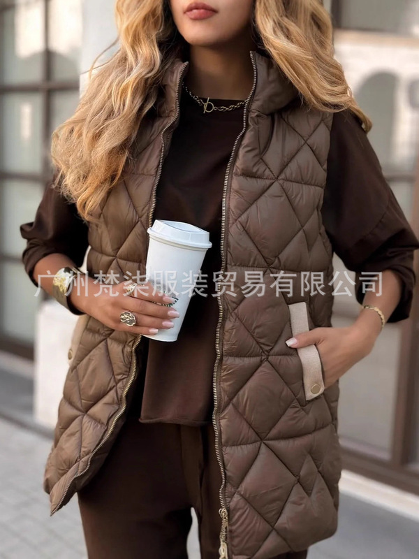 2025亚马逊速卖通宽松立领保暖马甲棉服欧美跨境秋冬新款时尚棉衣|undefined