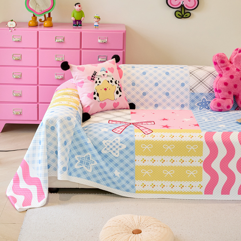 Girl Paradise Ice Silk Pequeña toalla de sofá fresca Tela Nuevo cojín de sofá Verano Universal Cubierta universal Manta de cubierta completa