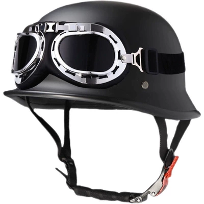 Motosiklet dəbilqələri motorcycle helmet, cap-style helmet, motorcycle - one-size-fits-all-vintage-helmet-matte-black-with-a-silver-mirror