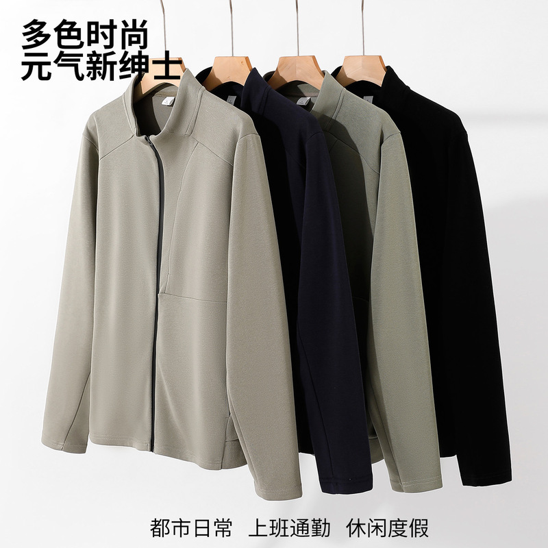 Wow Customized 2025 New Model 828 # 300g Huamian Single Zipper Stand-Up Collar Cardigan Sweatshirt Spring & Fall Style