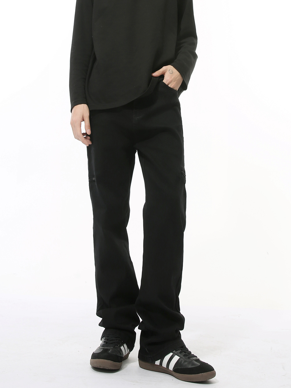 MTLCLOTHES Hombres| Nuevos productos de invierno coreano recto delgado cremallera decoración jeans casuales de moda