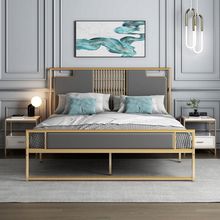 跨境現約金色鐵藝床新中式雙人鐵架子床1.2米1.5米單人金屬床