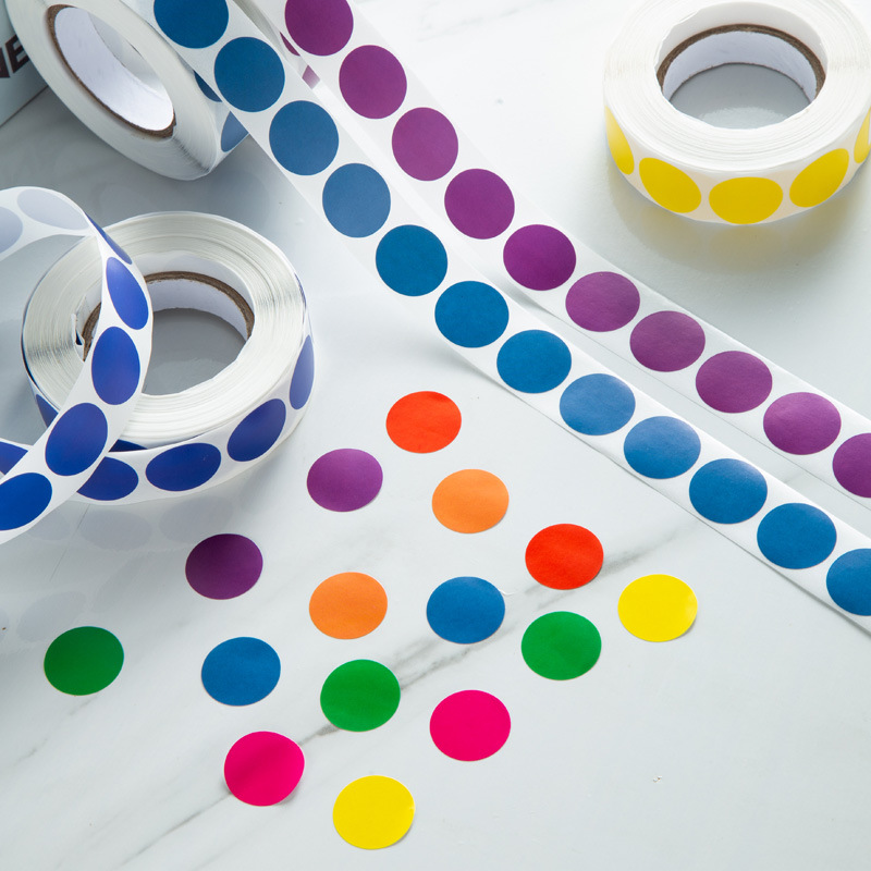 라벨 스티커 컬러 도트 원형 라벨지 자체 접착 스티커 디지털 스티커 소형 도트 라벨지