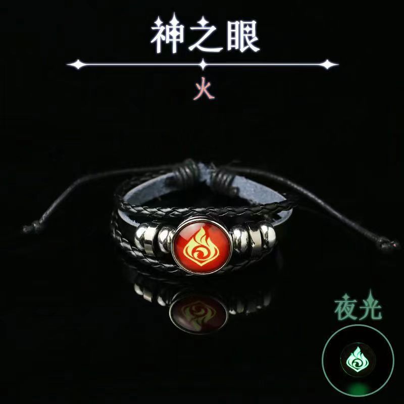 Original Dios tiempo periférico gema cuero negro luminoso anime juego ojo pulsera hombres y mujeres joyería en stock al por mayor