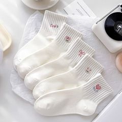 儿童袜子春秋卡通兔子女童百搭中筒袜春夏款运动棉袜学生小白袜子