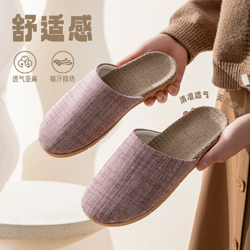 Льняные тапочки с тканевым носком Cixi, домашние оптовые сандалии, женские летние хлопковые и льняные тапочки на толстой подошве, летние домашние тапочки