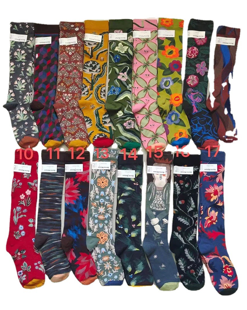 Calzini lunghi Happy Socks in cotone con motivo astratto artistico intrecciato, alti fino al ginocchio, autunno inverno, BOONE MAISON, 2025d, francesi_voghion.com
