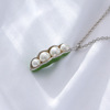 Enamel Pea pod Pearl Necklace Simplicity personality A small minority design Light extravagance senior clavicle sweater chain