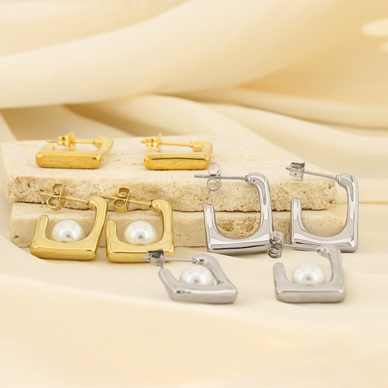 1 Pair Quantity PVD Coated 18K Gold Plated Geometric Titanium Steel Simple Style Waterproof Non Tarnish Ear Studs