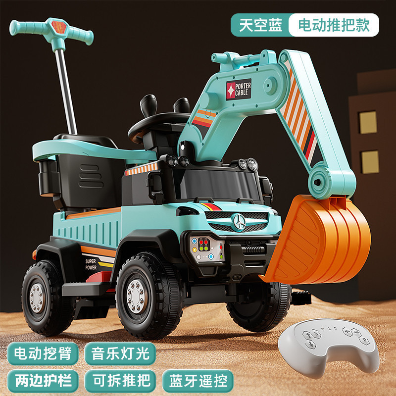Excavadora para niños, coche de juguete de tamaño grande, coche eléctrico para niños, excavadora de control remoto, coche infantil