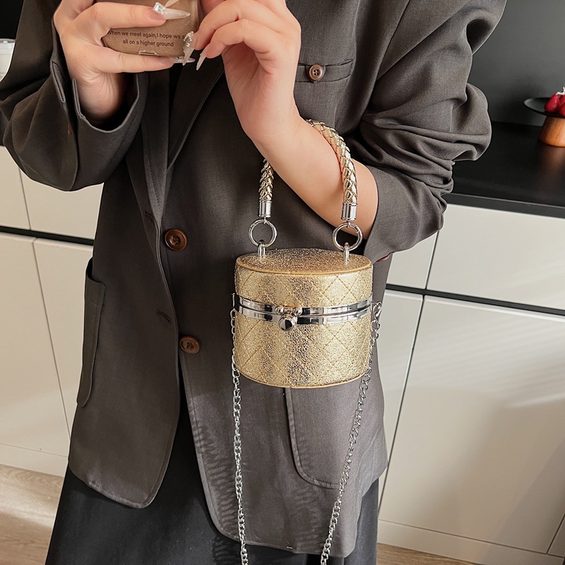 Bolso de cubo de textura de alta calidad 2025 nuevo bolso de cadena pequeño bolso de hombro fragante bolso de mensajero de hilo bordado de diamantes mujer