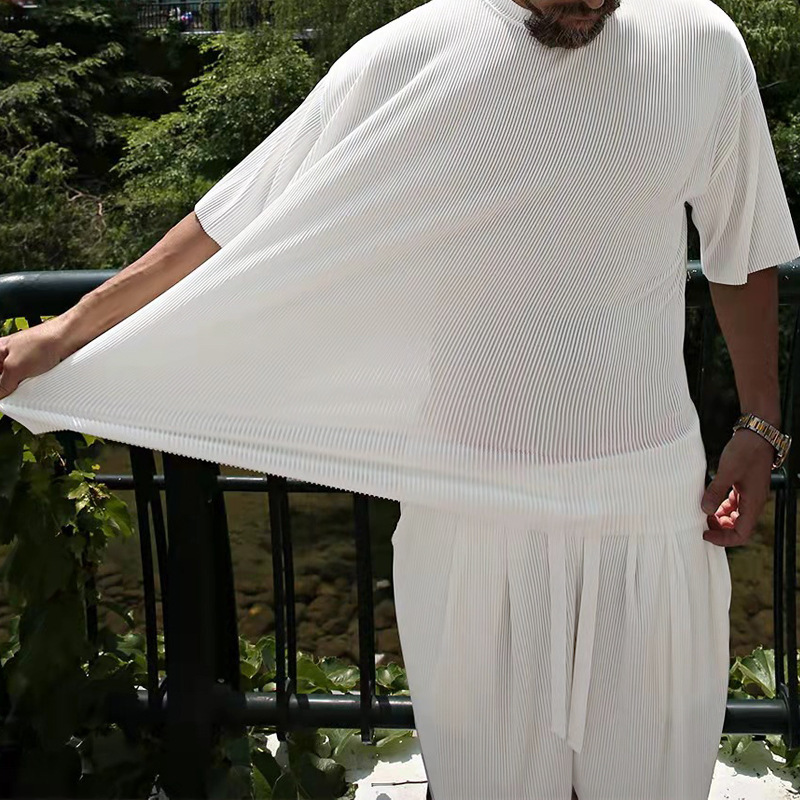 Herren Freizeit Set Aus Gerippter Eisseide Mit Shorts_voghion.com