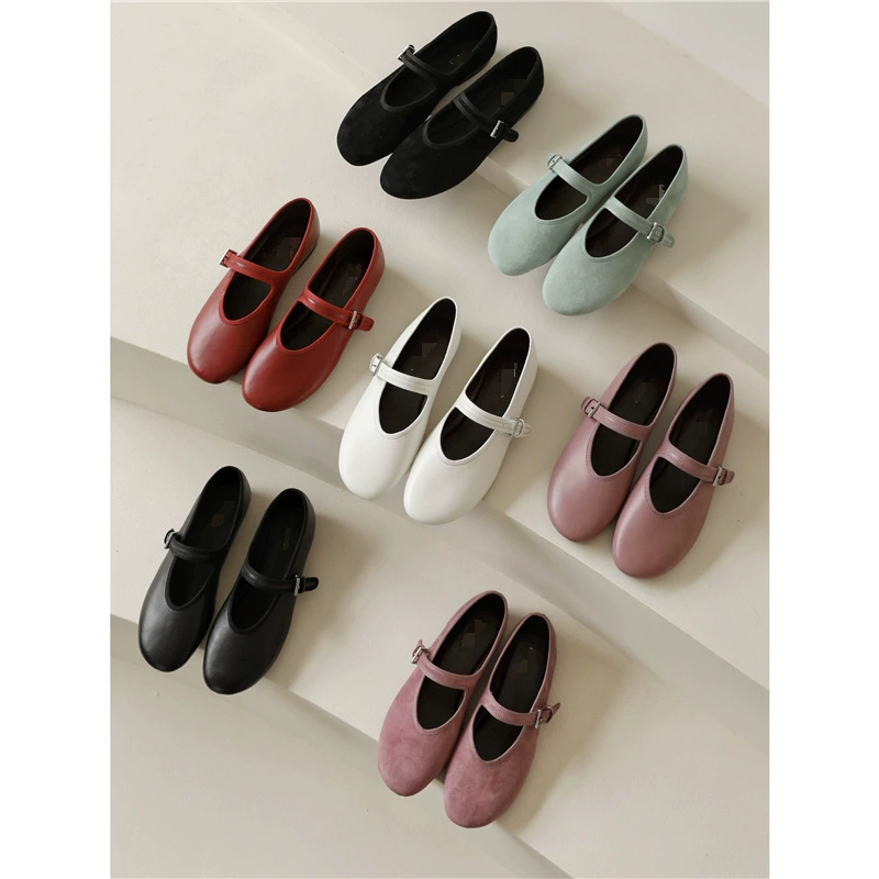 Новая модель 2025 года доступна для предзаказа, оптовая продажа женских французских ретро-туфель Мэри Джейн из мягкой овчины, повседневные плоские.