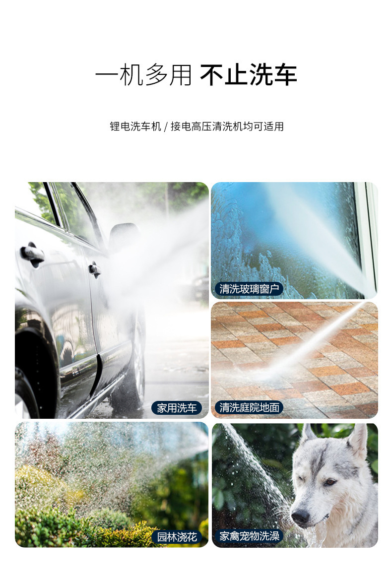 Wireless High-Pressure Car Wash Water Gun High-Power Household Portable Car Wash Machine Lithium Battery Cleaning Machine Water Spray Gun Car Wash