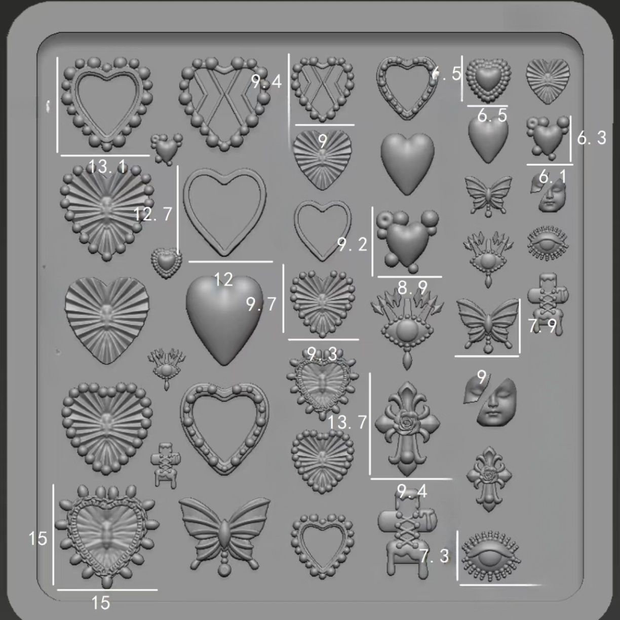 Molde de manicura amor arco en relieve flor ornamentos molde abrasivo alta permeabilidad estereoscópica DIY decoración molde de silicona