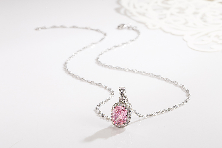 fashion simple gem pendant microinlaid square necklace pendantpicture5