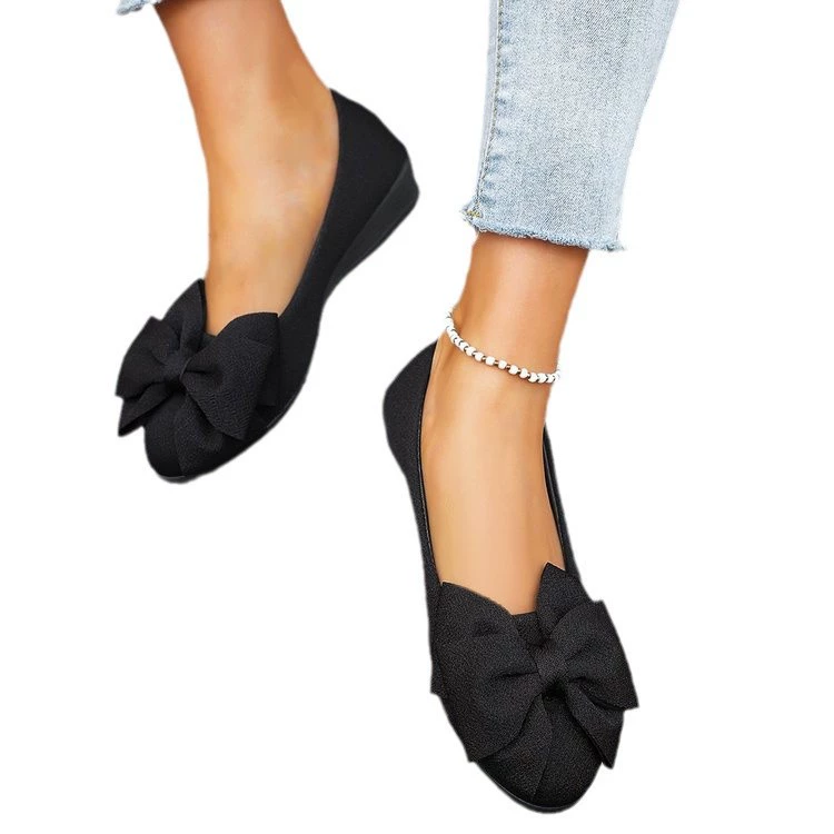Comfortable non-slip shoes with bow, plus size, soft sole, 2024 years
