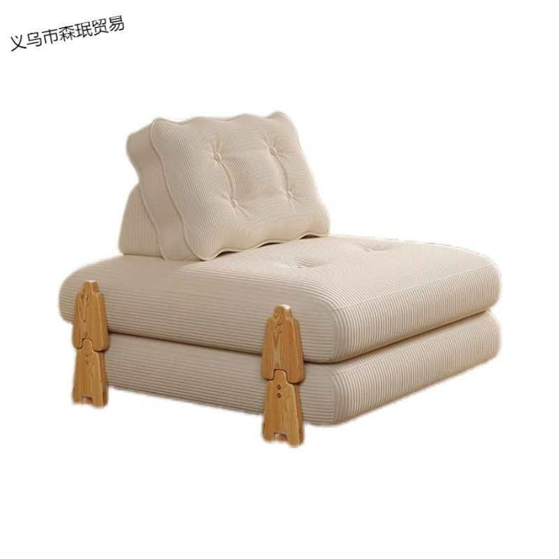 Модульные строительные блоки, складной комбинированный диван-кровать из цельного дерева, односпальный, двойного назначения, для маленькой квартиры, кремовый стиль, гостиная, ленивый диван