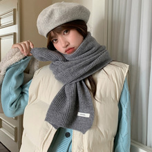 100纯羊毛女式围巾纯色中长款元宝针围脖舒适软糯防寒御冷配饰