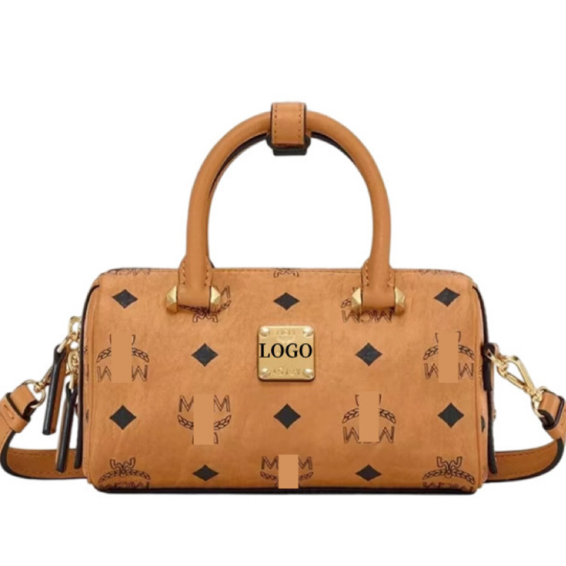 With Logo m Pillow Bag C Boston m Shoulder Crossbody Handheld Cylindrical Bag Women's Genuine Leather Bag With Logo m Pillow Bag C Boston m Shoulder Crossbody Handheld Cylindrical Bag Women's Genuine Leather Bag