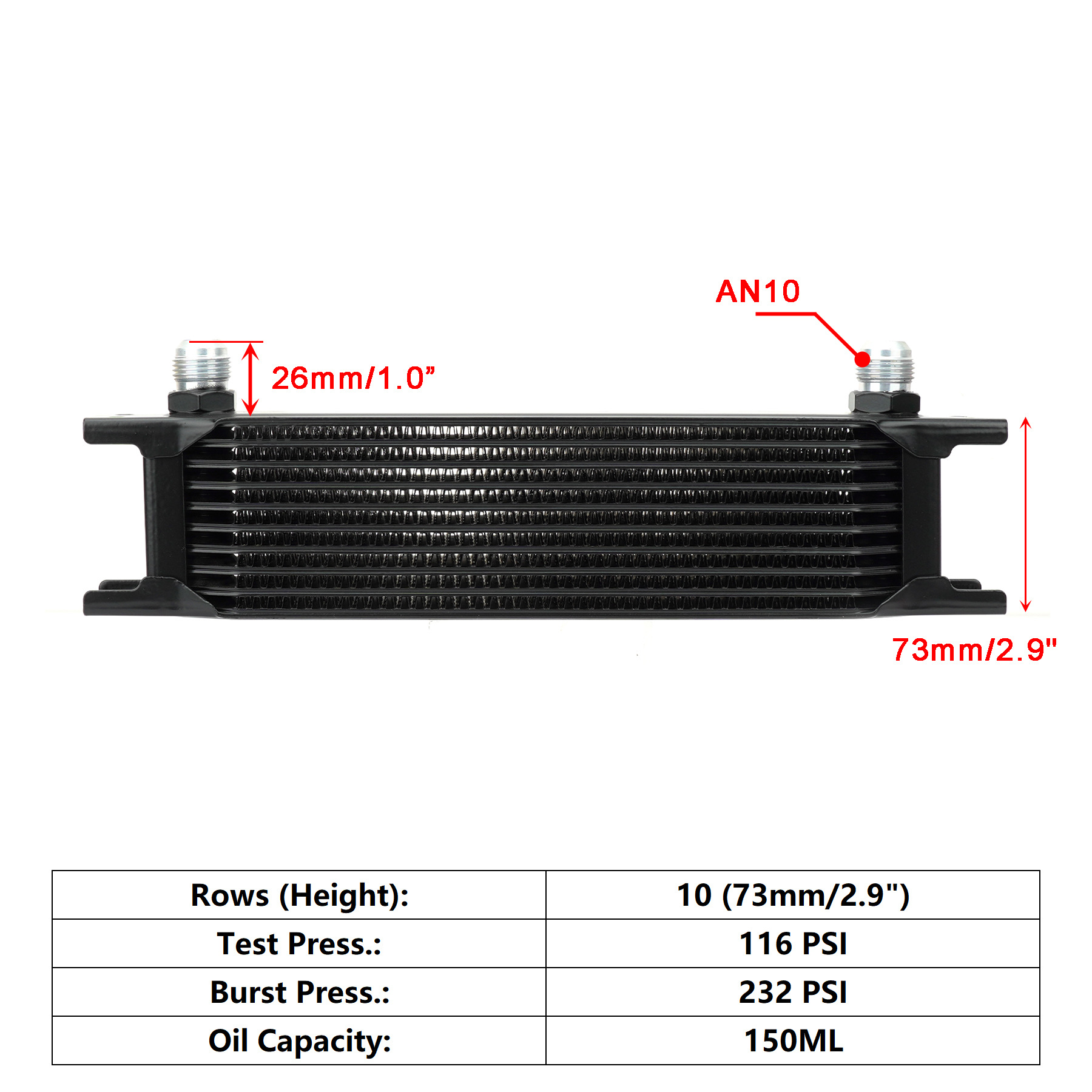 An10 Universal British Oil Cooling Radiator Engine Oil Cooler 7/10/13/16/19/25/30 Rows