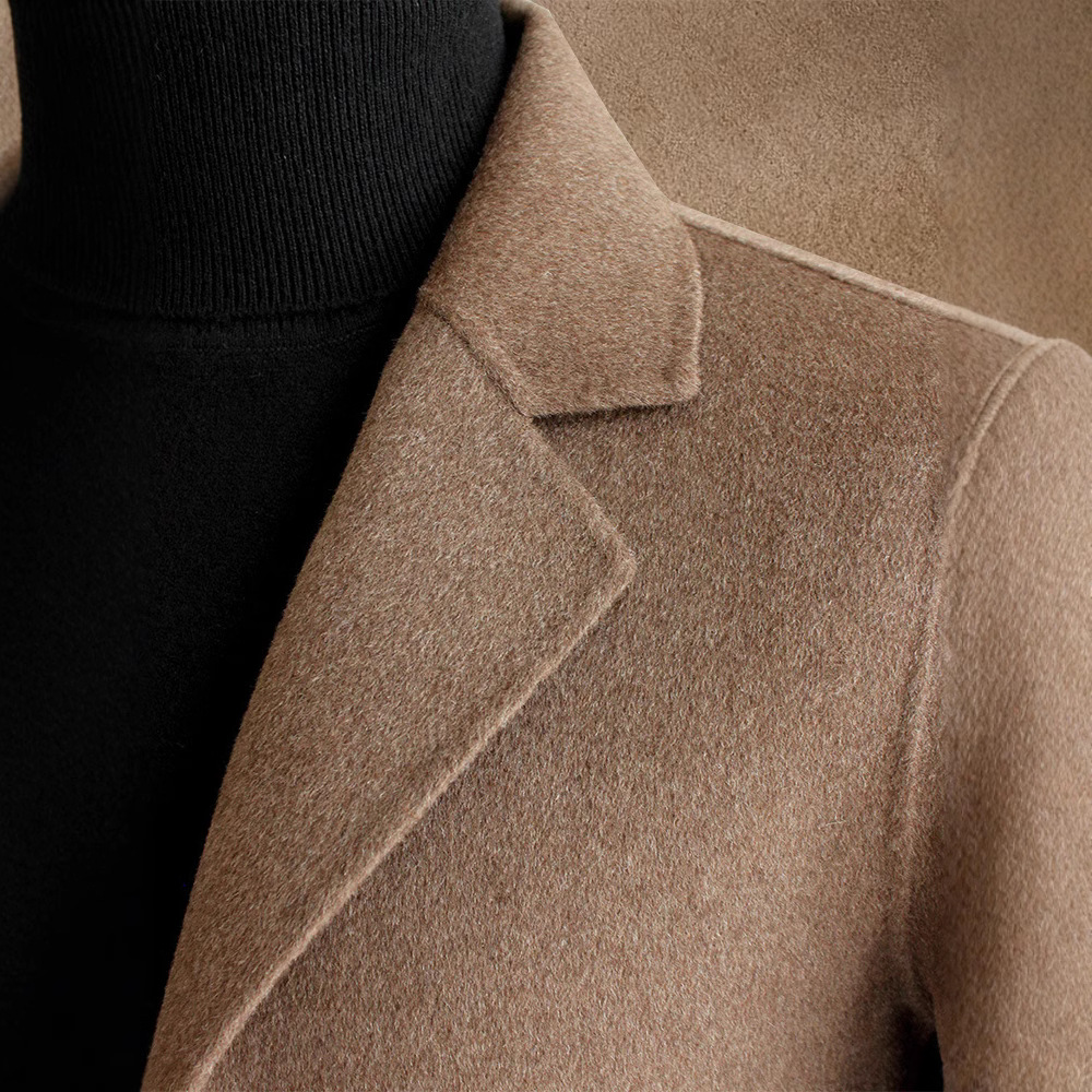 가을과 겨울 양면 캐시미어 코트 남자 중간 길이의 퓨어 울 코트 하이 엔드 세트 비즈니스 코트 안티 시즌