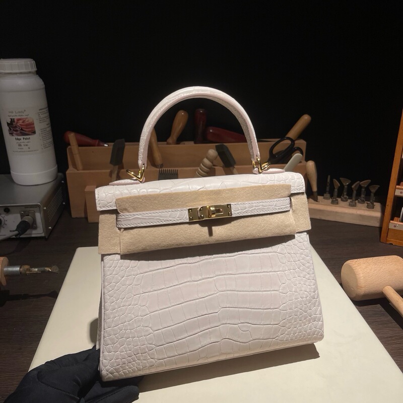 Fully Hand-Sewn Kelly Bag, Original American Crocodile Leather Shoulder Crossbody Bag, High-End Versatile Handbag