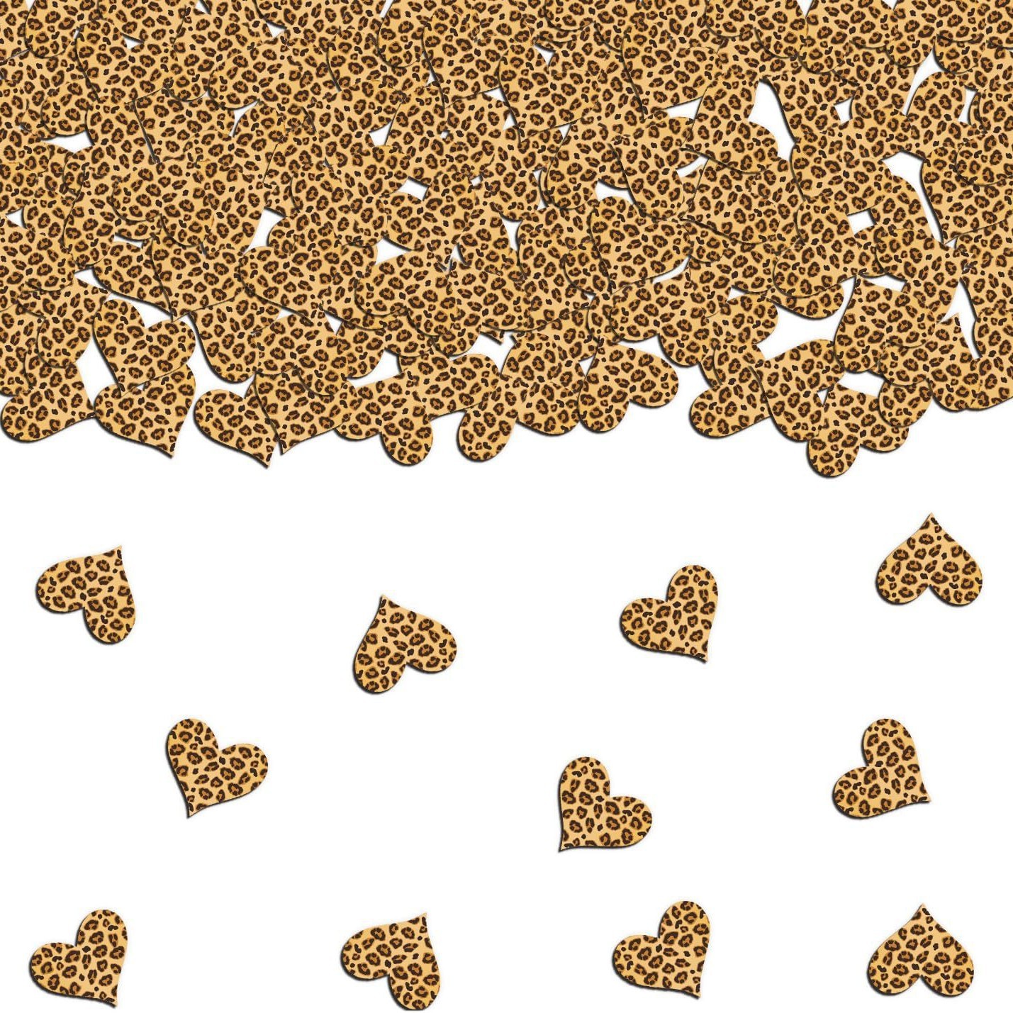 100 Pieces of Leopard Print Heart Confetti Animal Theme Party Confetti Birthday Party Table Decoration Supplies