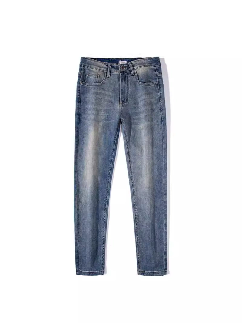 Quality summer jeans, elite trousers, elastic universal blue rostometer