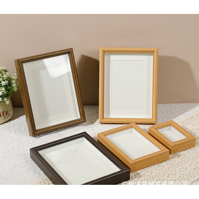 Photo Frame Display Stand Three-Dimensional Hollow Wholesale Wooden 6-Inch 7inch 8inch Glass Surface Multi-Color Display Stand Wall Hanging Manufacturer Wholesale