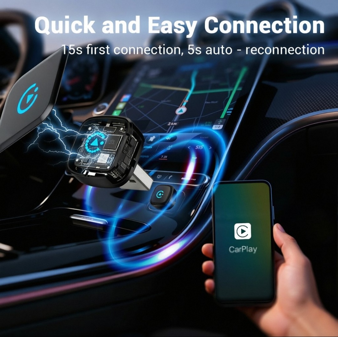 New Foreign Trade Model 2-in-1 Car-Machine Connectivity Module, Direct Plug-In Carplay Wireless Box, Android Auto Carplay Box