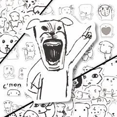抽象的な線画犬ステッカー 抽象的で創造的な面白い表情絵文字 DIY手帳 携帯電話 防水