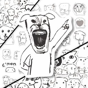 Abstract Line Dog Sticker Abstract Creative Funny Sand Sculpture Expression Pack DIY Hand Ledger Mobile Phone Waterproof
