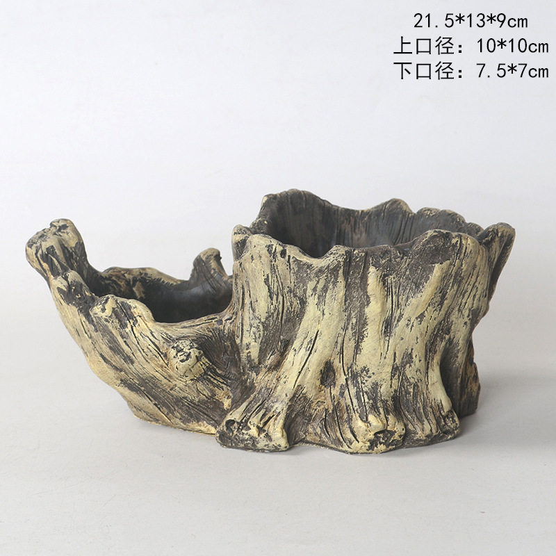 Maceta para Suculentas con Diseño de Raíz de Árbol en Cemento - Para Micro Paisajes, al por Mayor