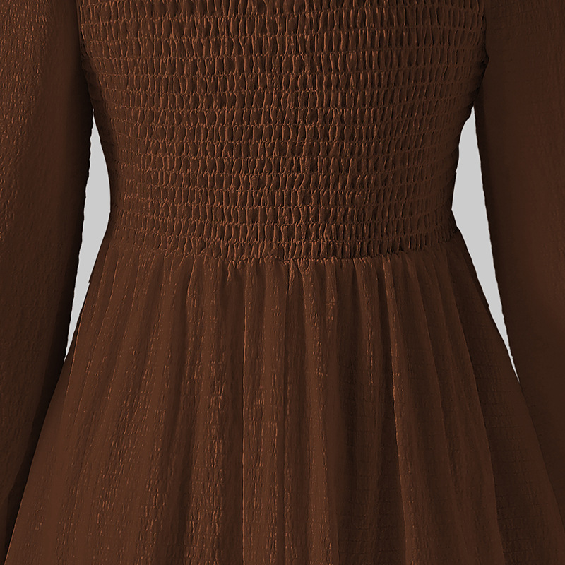 Mädchen Kleid Mit Viereckigem Ausschnitt Und Langen Ärmeln_voghion.com
