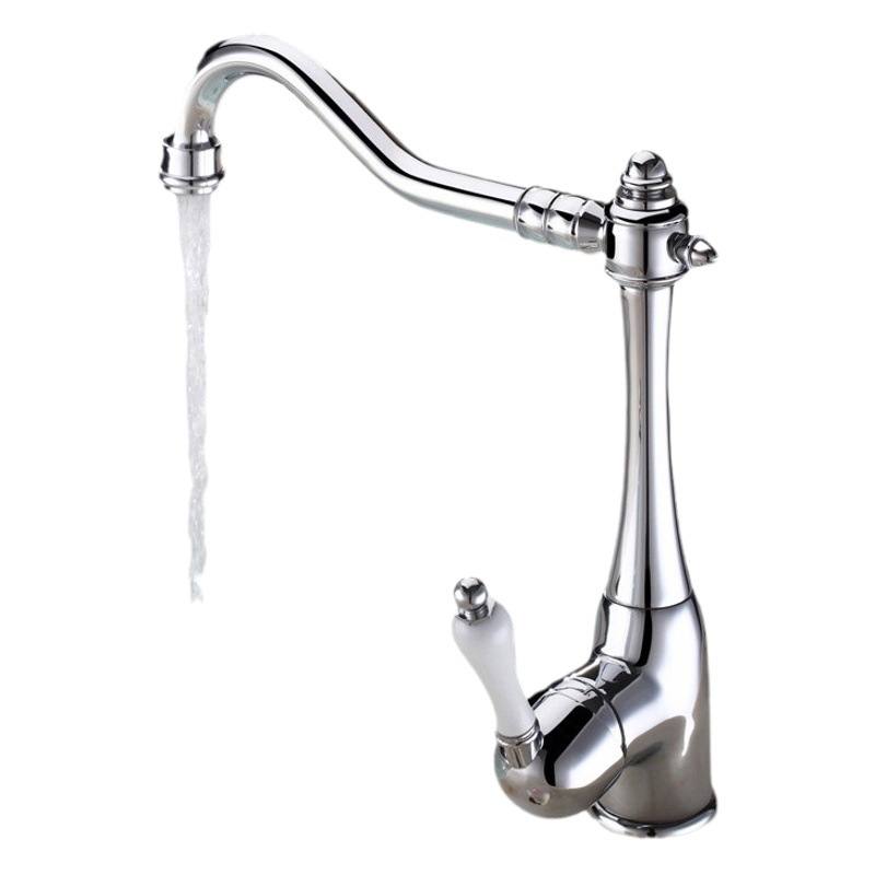 El comercio exterior de estilo Europeo de latón giratorio cocina Cuenca del fregadero de la cocina lavabo de cerámica manija de Oro caliente y fría grifo antiguo