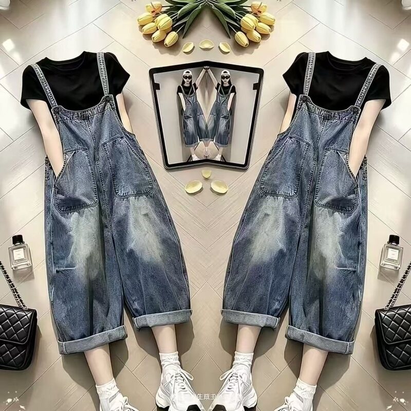 2026 Summer New Korean Style Workwear Denim Overalls for Women, Slimming, Versatile, Sweet and Cool, Loose Fit, Concealing Body Shape Jumpsuit for Women 2026 Summer New Korean Style Workwear Denim Overalls for Women, Slimming, Versatile, Sweet and Cool, Loose Fit, Concealing Body Shape Jumpsuit for Women
