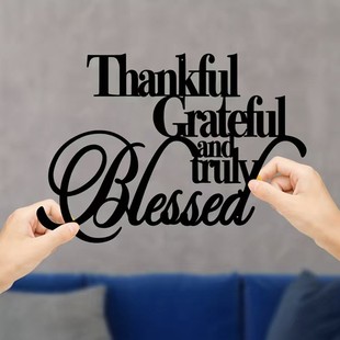Cross-border gratitude and true blessing metal sign personalized wall decoration office room home decoration