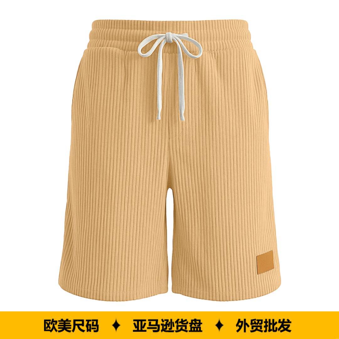 fashionable retro corduroy casual shorts with shoelaces