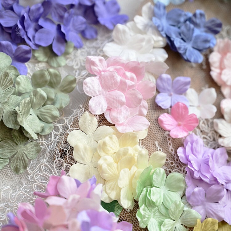 B6 ホットフラワー造花サテン立体プリーツフラワーアクセサリー DIY 手作りベビー服花材アジサイの花びら|undefined