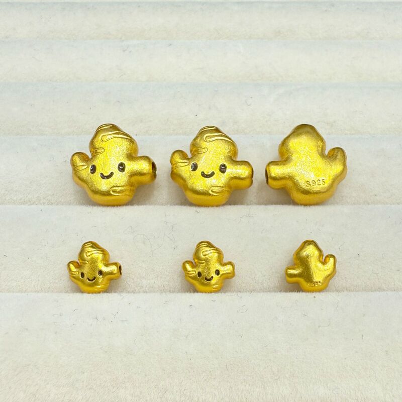 S925 Silver Gold-Plated Traditional Chinese Medicine Health Care Cute Ginger Gourd Good Luck Is Coming Small Beaded Bracelet DIY Through-Hole Accessories