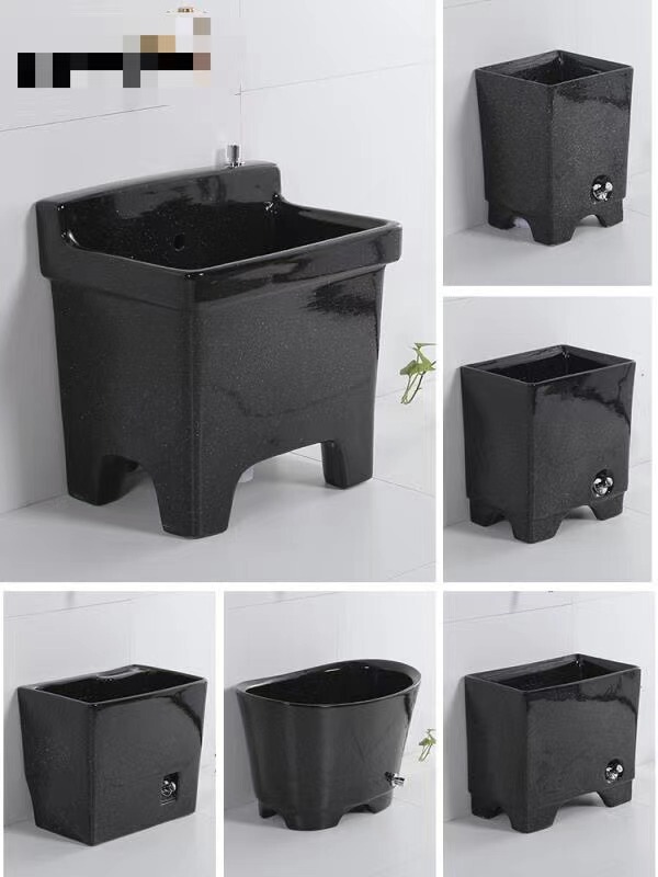 Mop pool black ceramic floor mop floor basin balcony bathroom sink sink household Mop pool black ceramic floor mop floor basin balcony bathroom sink sink household